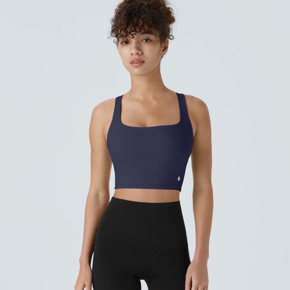 HALARA Navy Square-Neck Longline Sports Bra